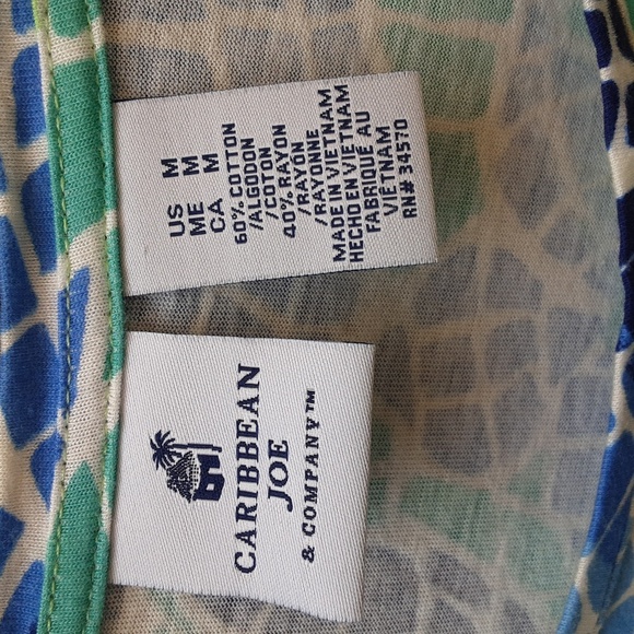 Caribbean Joe & Company turquoise green, blue, & white dress, Size M - Picture 2 of 7